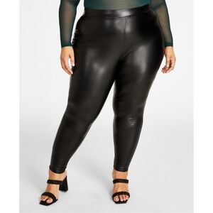 Nina Parker Pants‎ Womens Plus 4X Black Faux Leather Elastic Waist Casual NWT